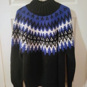 Black and Blue Fair Isle Women's Sweater
